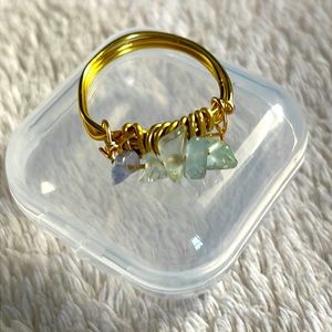 🎄SALE 3/$9🎄 HANDMADE RAW GEMSTONE WITH GOLD TONE WIRE RING